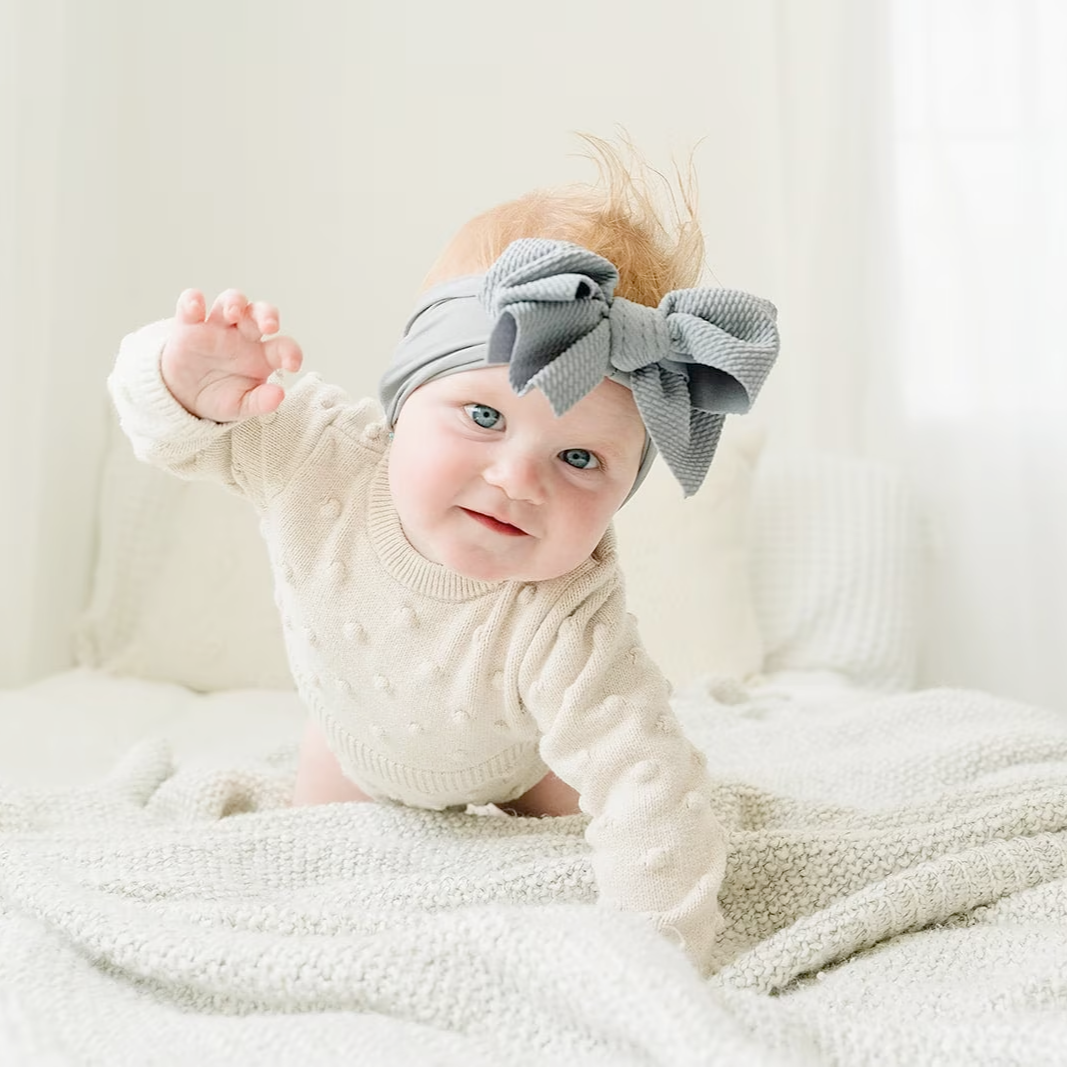 4.5” Loopy Texture Bow Baby Nylon Headbands