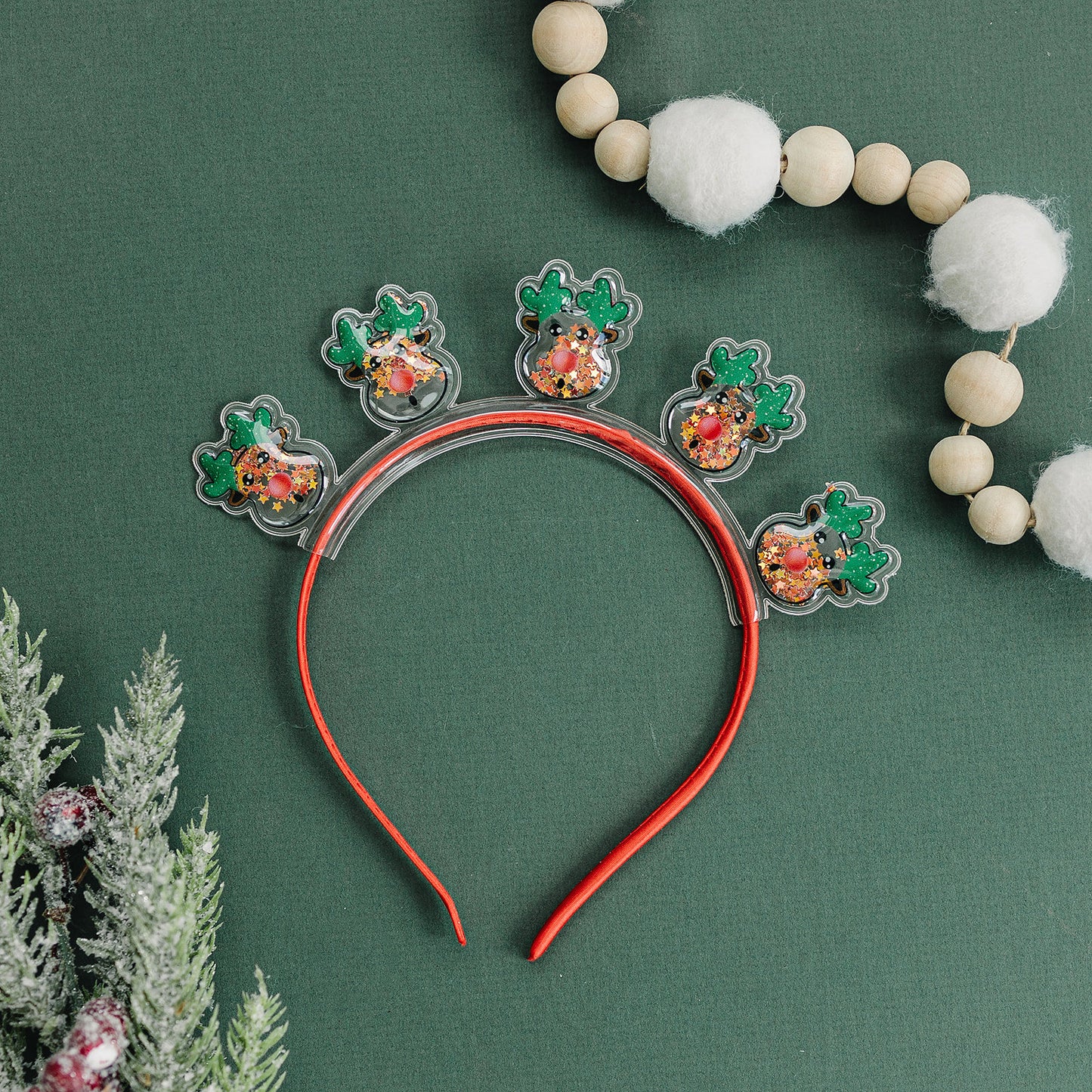Reindeer Christmas Confetti Shaker Girls Headband