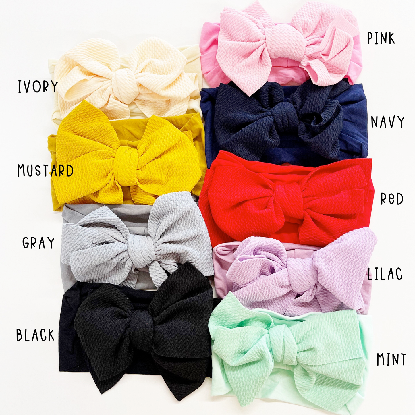 4.5” Loopy Texture Bow Baby Nylon Headbands
