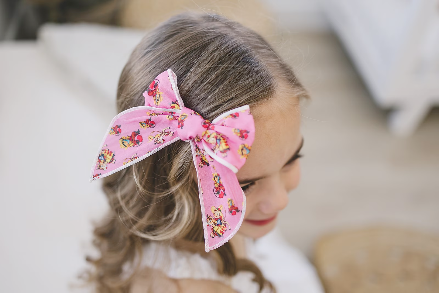Vintage Cutie Cupid Cowboy 4" Cotton Serged Hair Bow