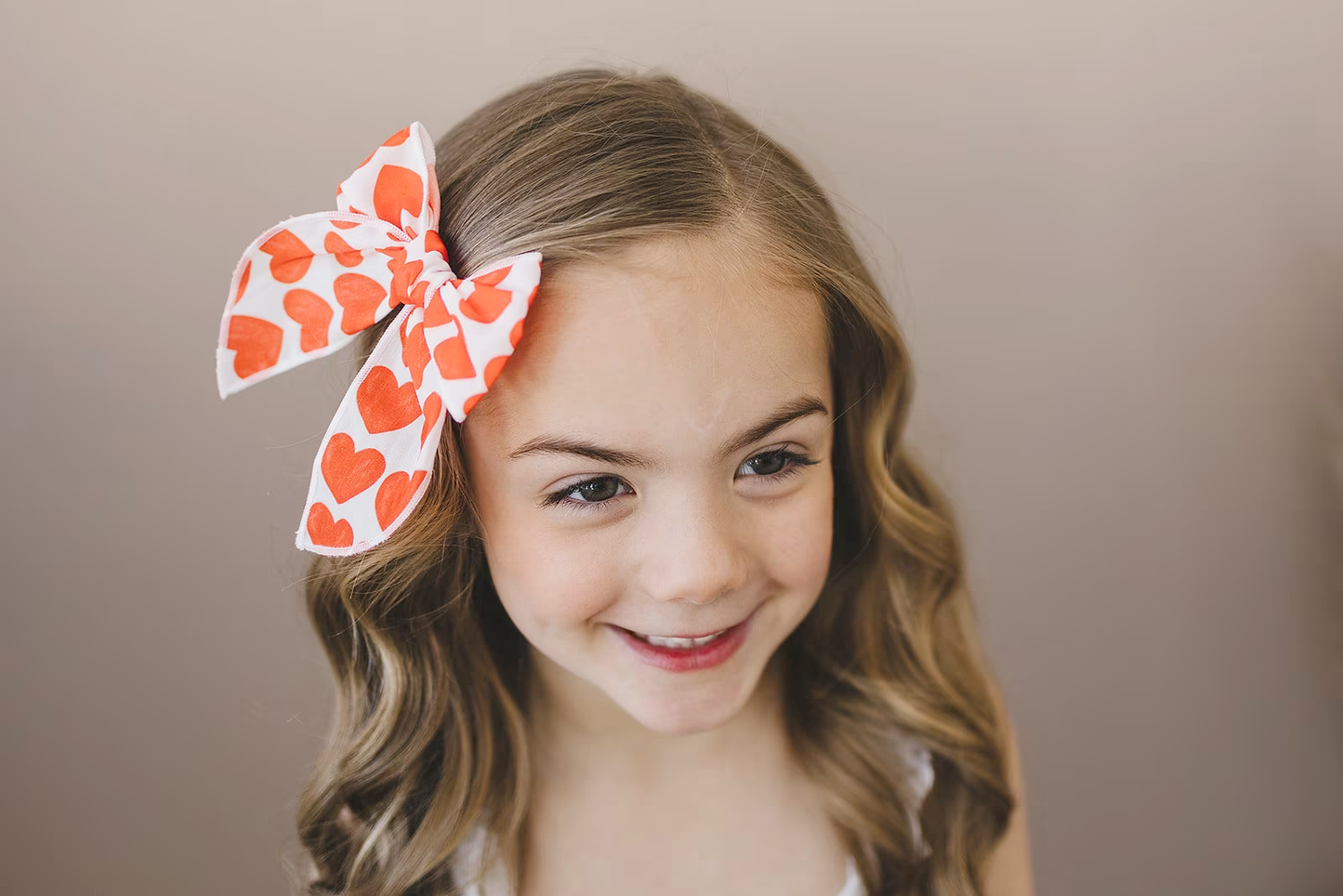 Ruby Red Valentine Heart Serged Cotton 4" Hair Bow