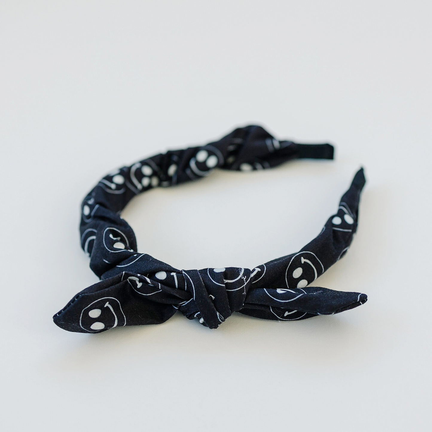 Black and White Smile Face Bow Hard Headband