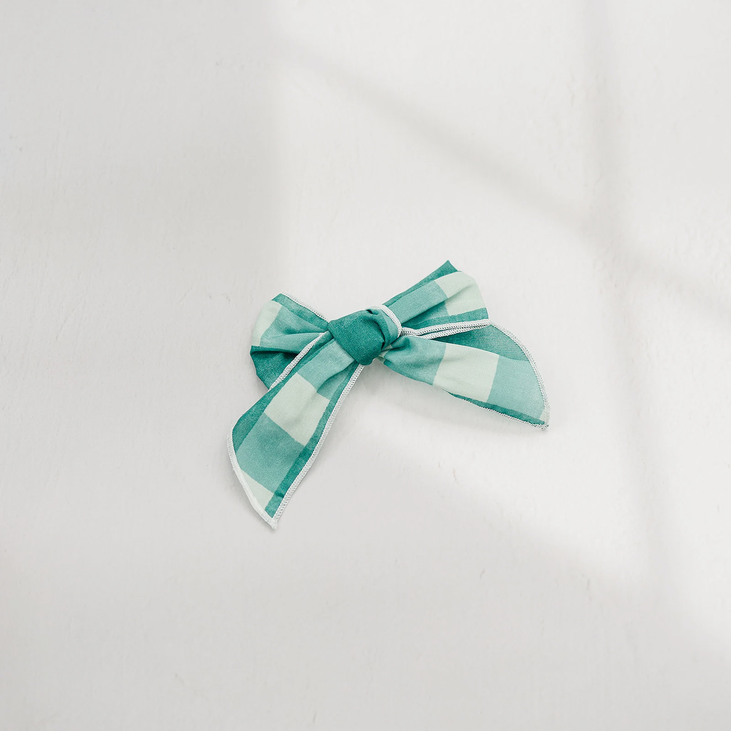 XL Lucky Green Gingham 4" Serged Cotton Hair Bow