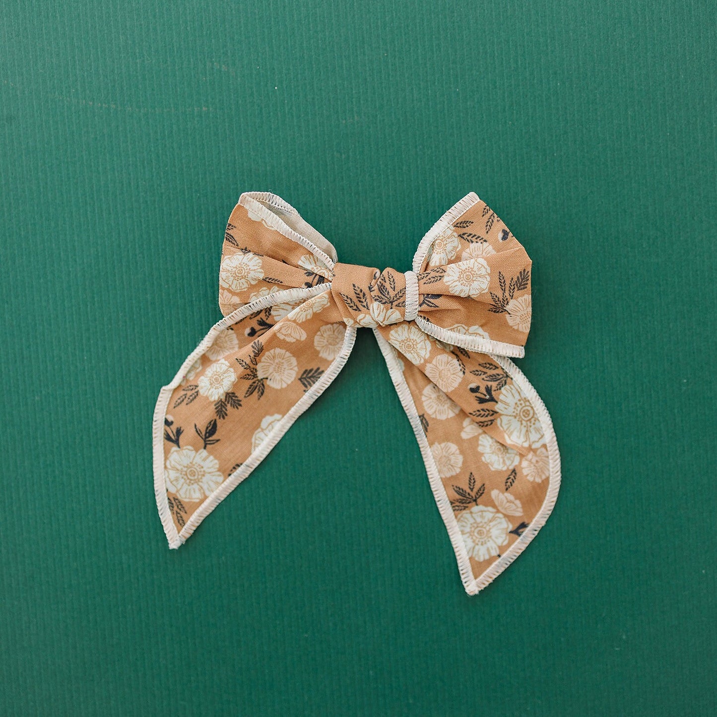 Mustard Fall Floral Serged Cotton 4" Hair Bow