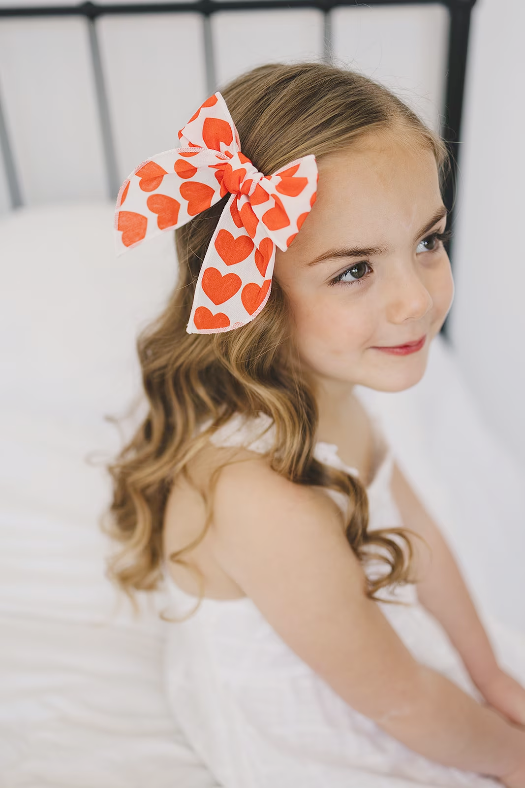 Ruby Red Valentine Heart Serged Cotton 4" Hair Bow