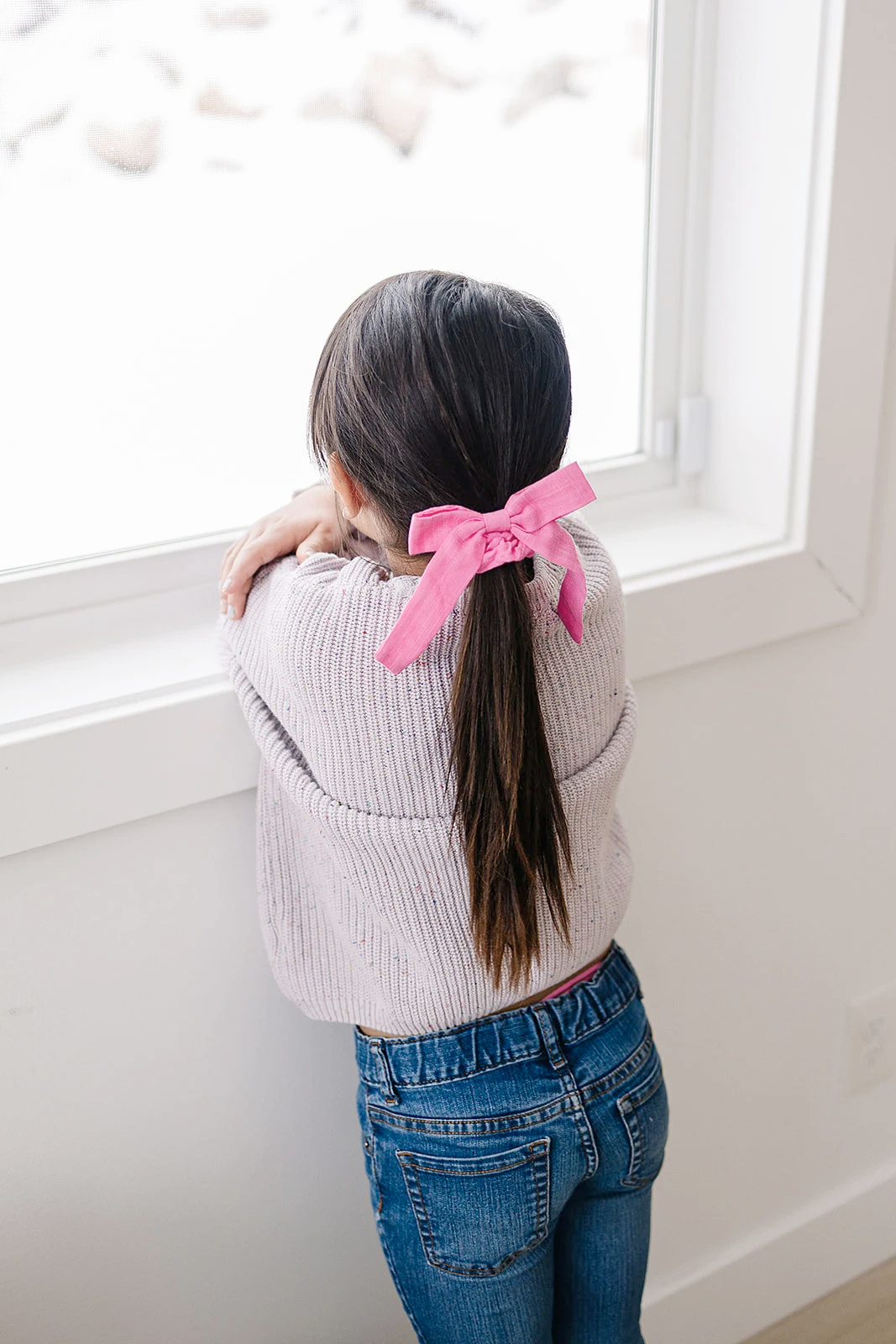Linen Long Bow Hair Tie Scrunchies