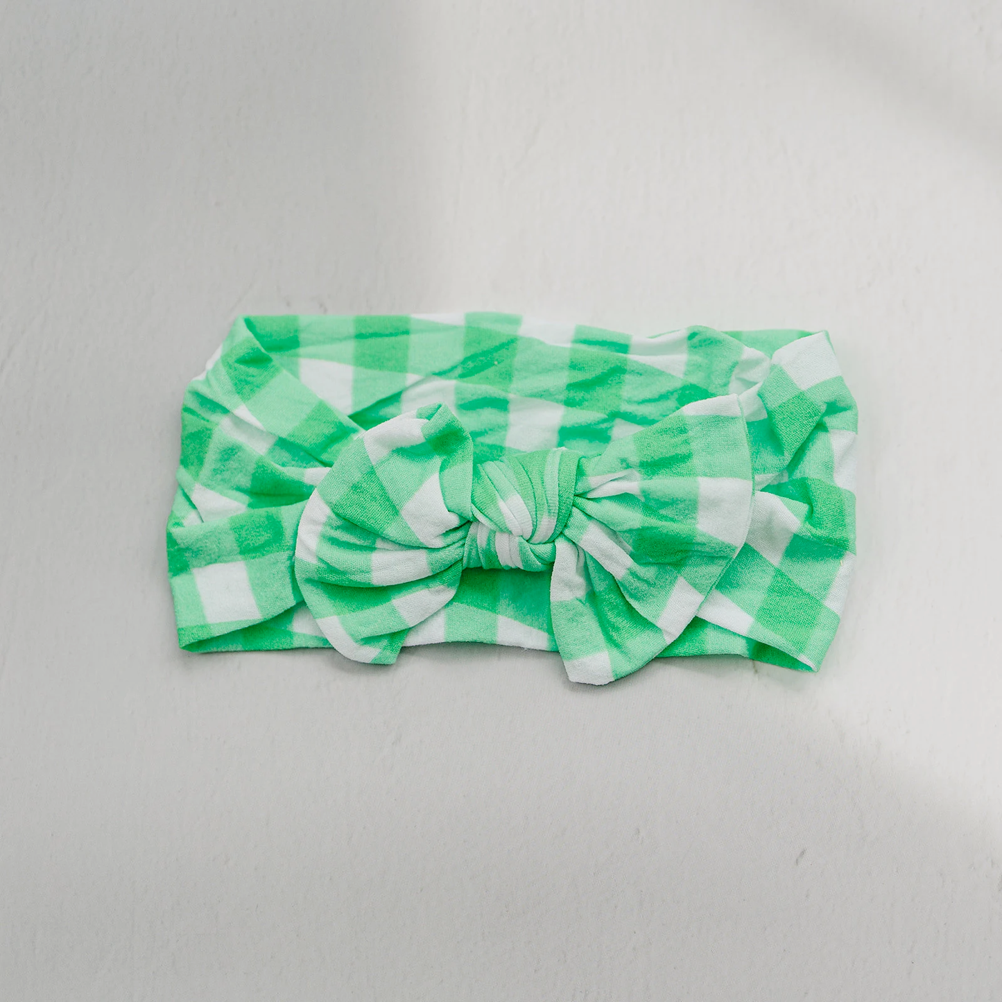 Spring Green Gingham Baby Nylon Headband