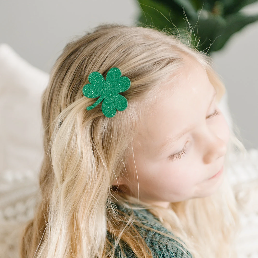 Glitter Shamrock Hair Clips