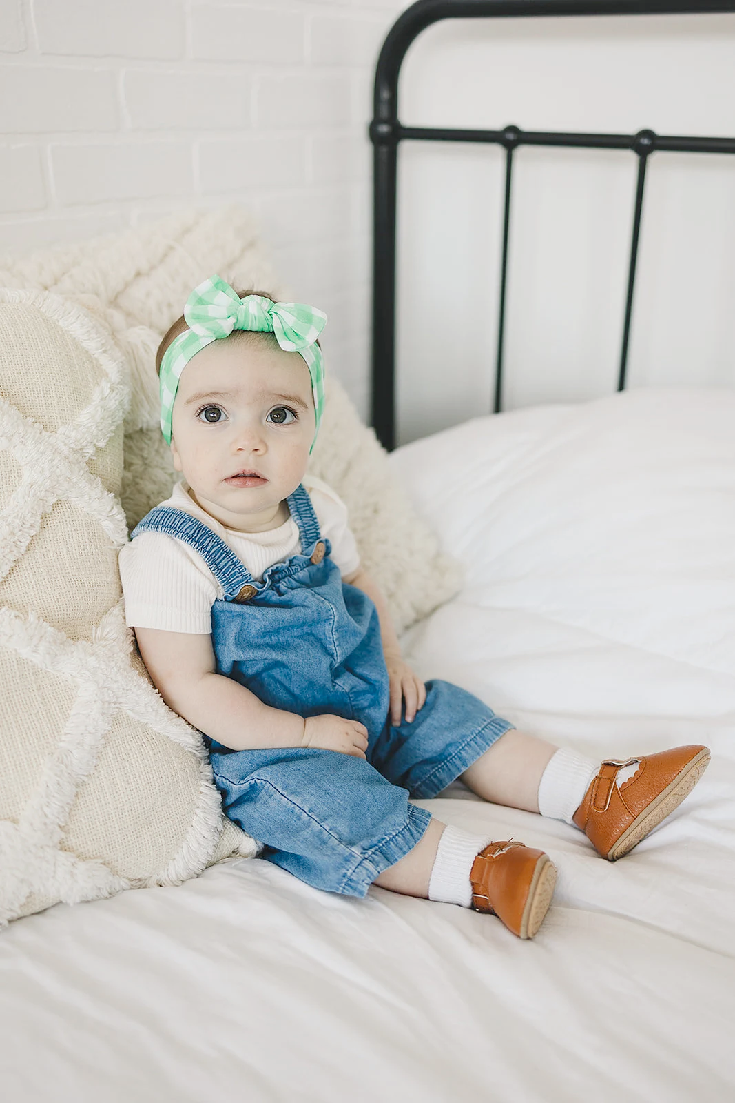 Spring Green Gingham Baby Nylon Headband