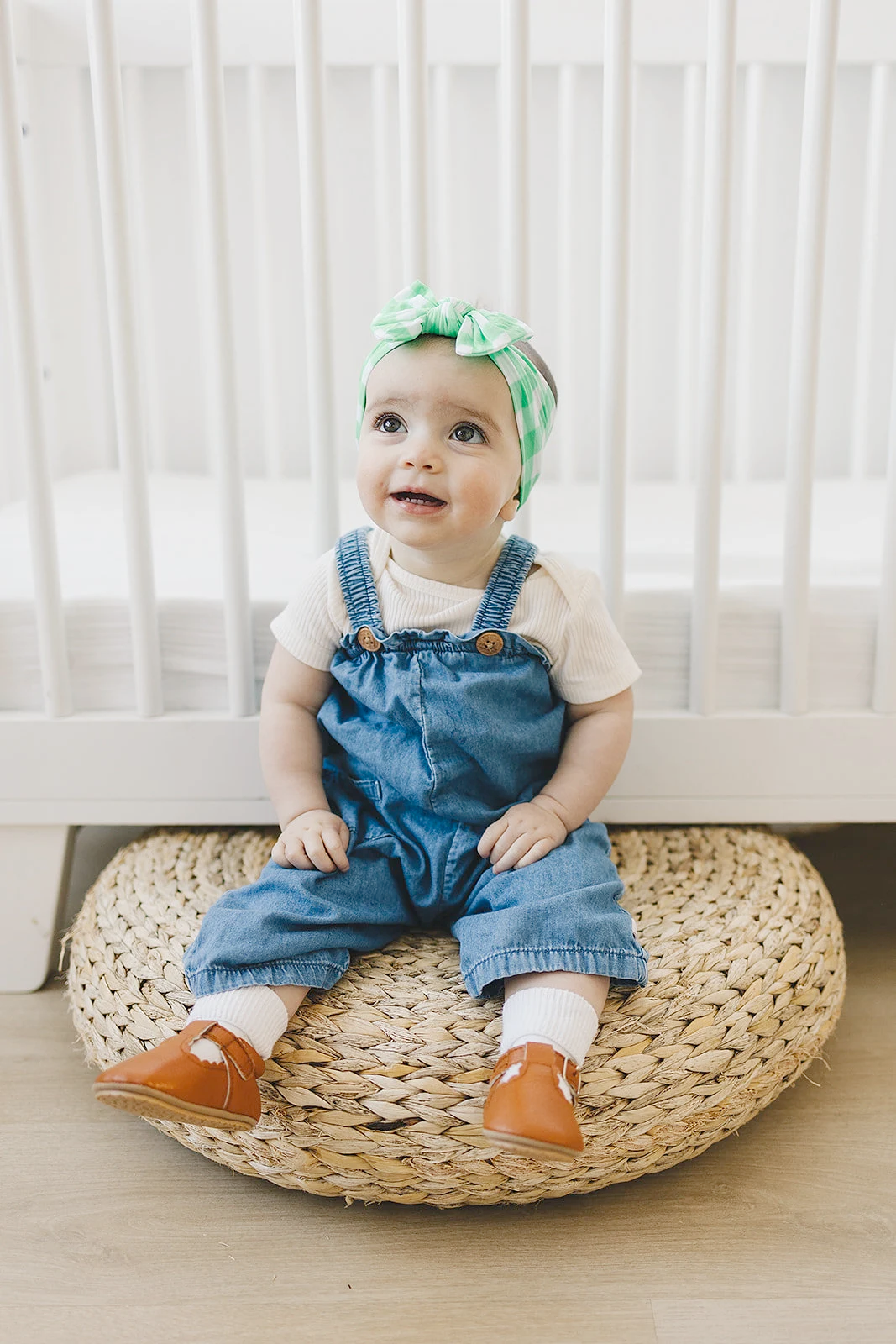 Spring Green Gingham Baby Nylon Headband