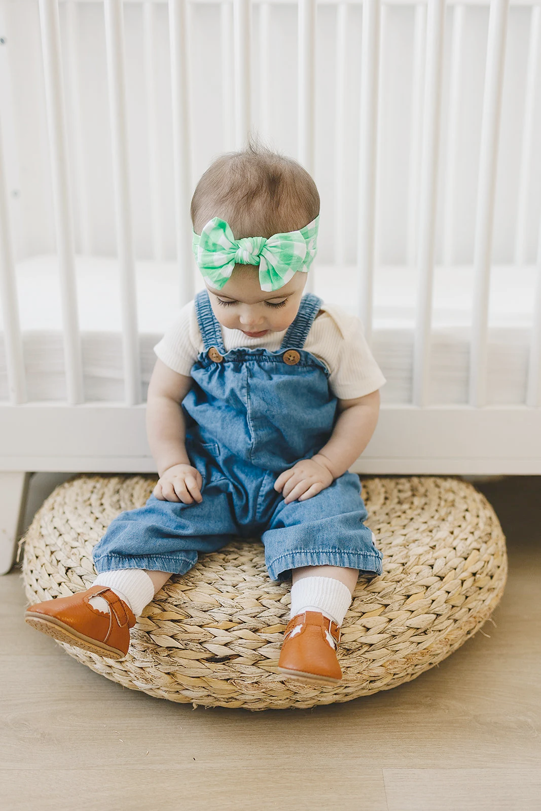Spring Green Gingham Baby Nylon Headband