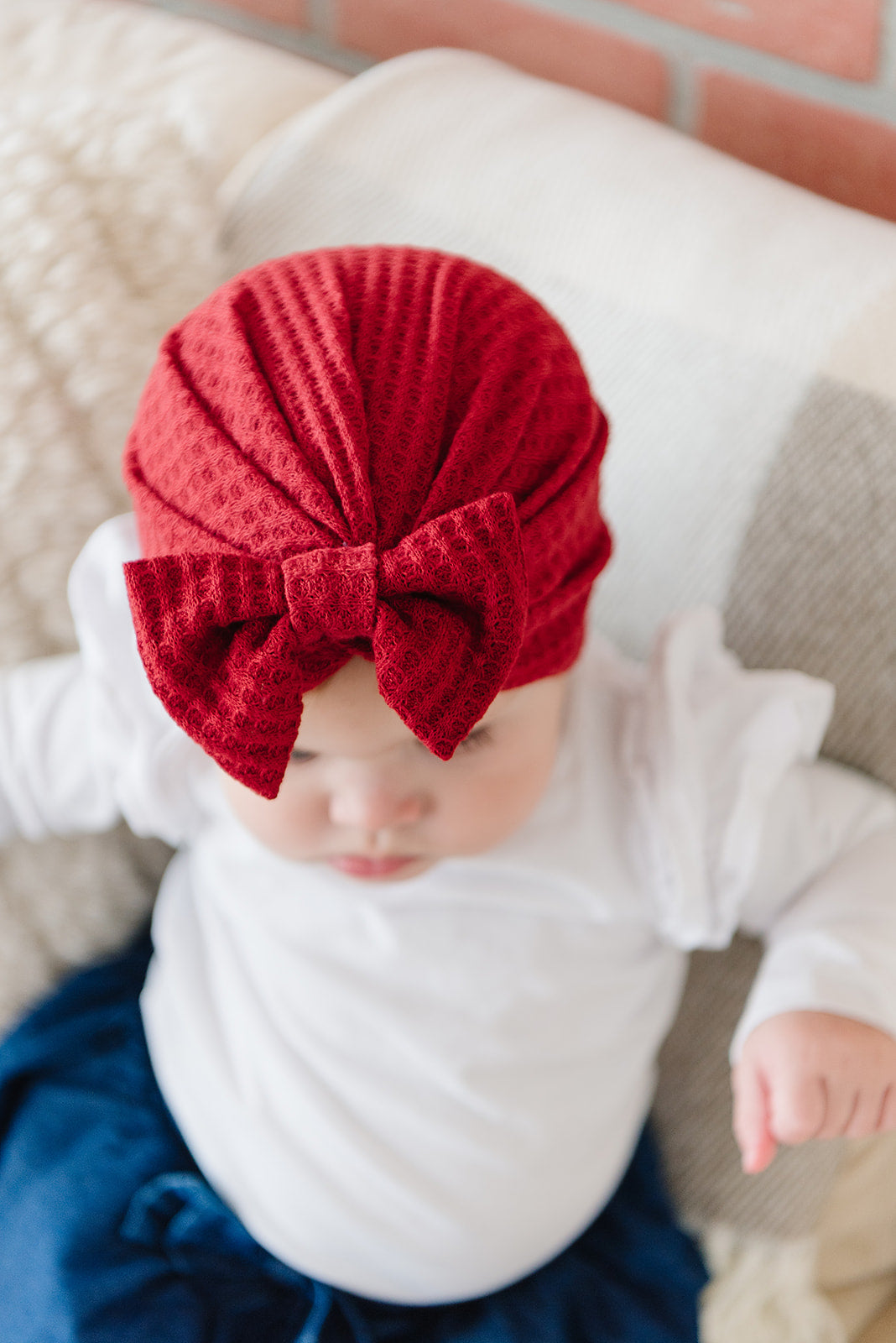 Waffle Cotton Bow Baby Turban