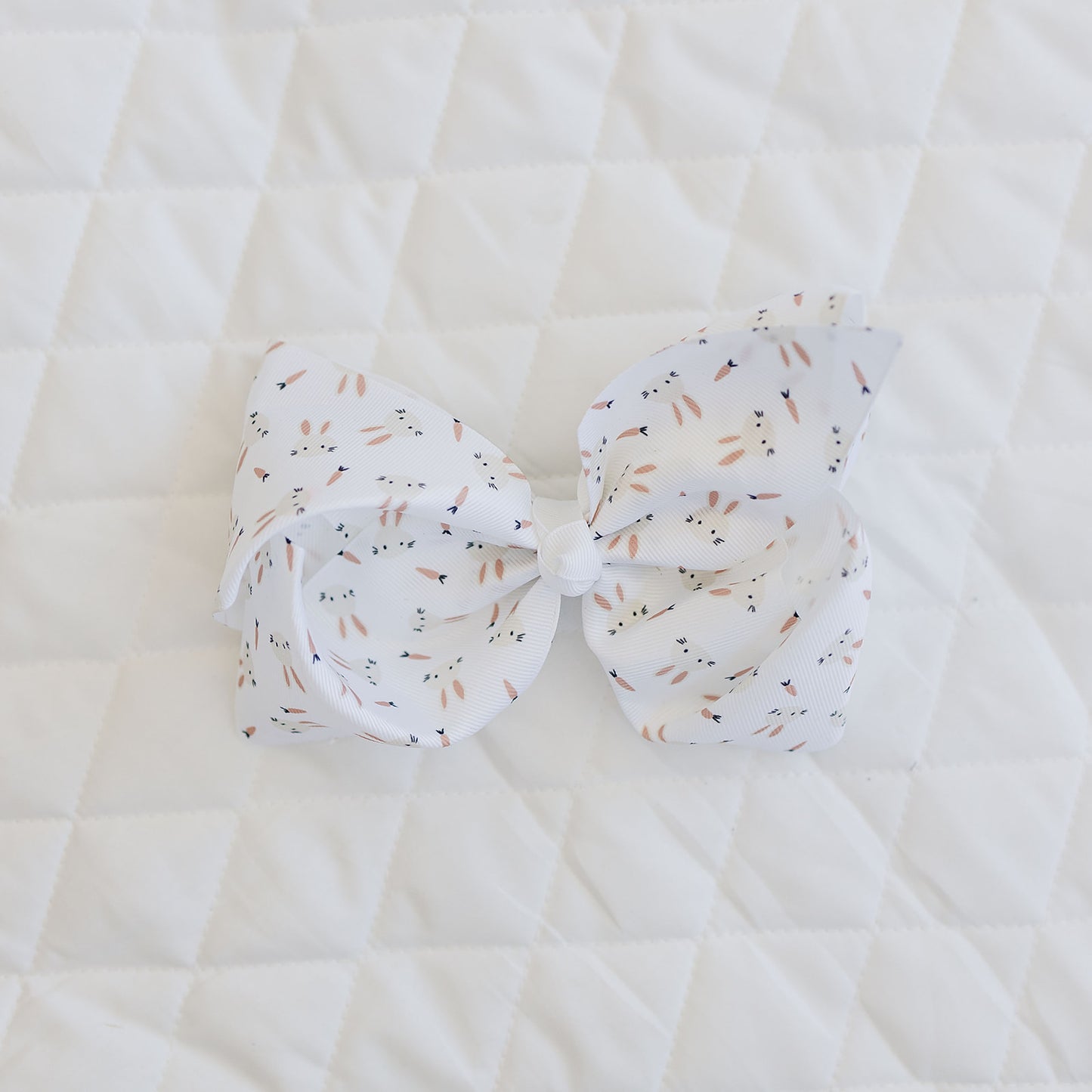 7" Neutral Spring Bunny Grosgrain Hair Bow