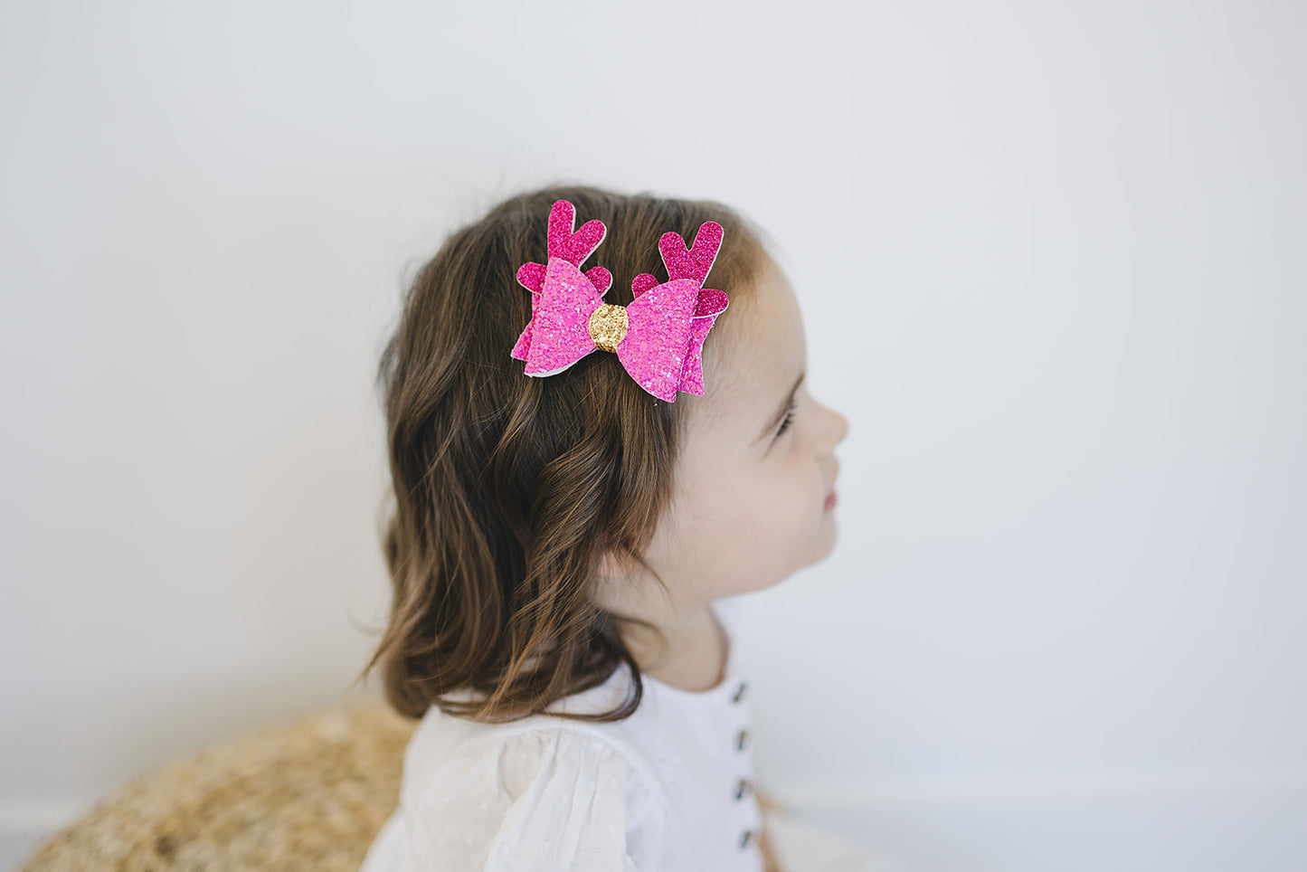Hot Pink Reindeer Holiday Glitter Glam Clip