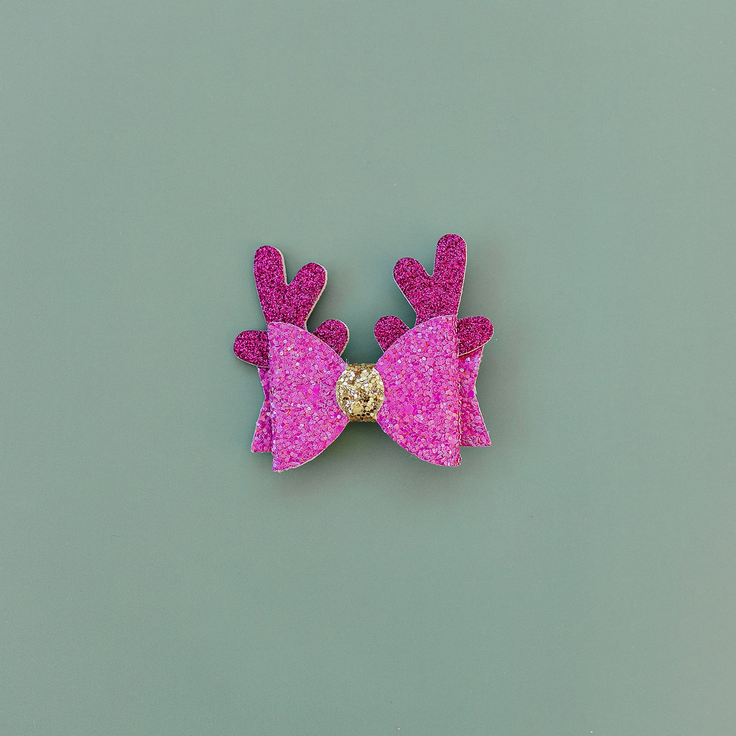 Hot Pink Reindeer Holiday Glitter Glam Clip