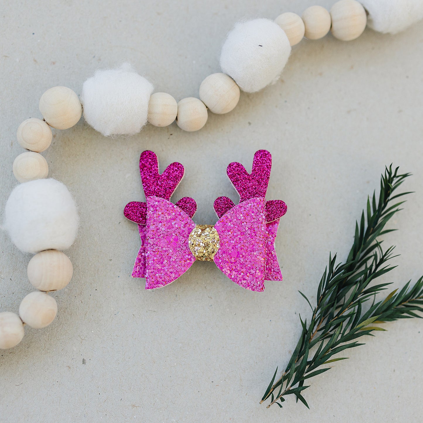 Hot Pink Reindeer Holiday Glitter Glam Clip