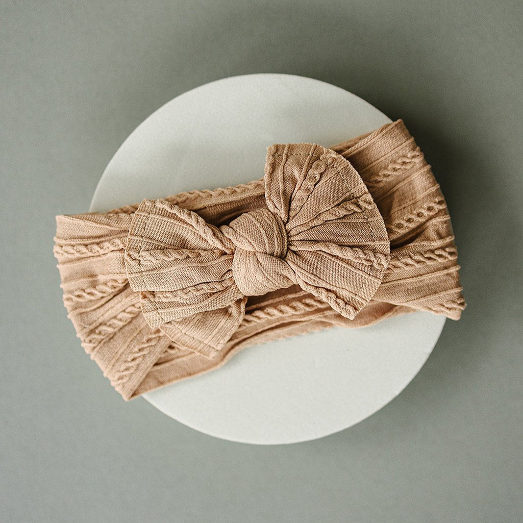 Everyday Neutral Cable Knit Baby Nylon Headbands