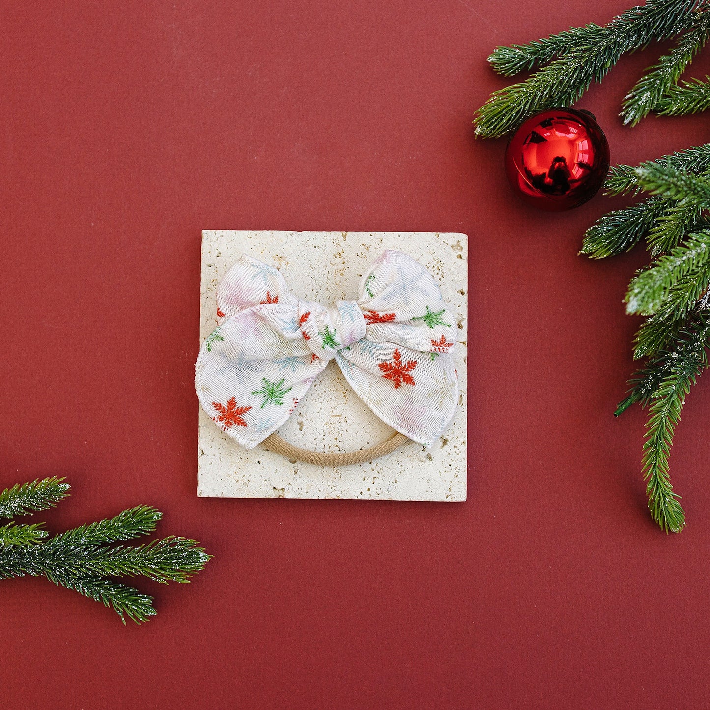 Snowflake Serged Gauze Hair Bow