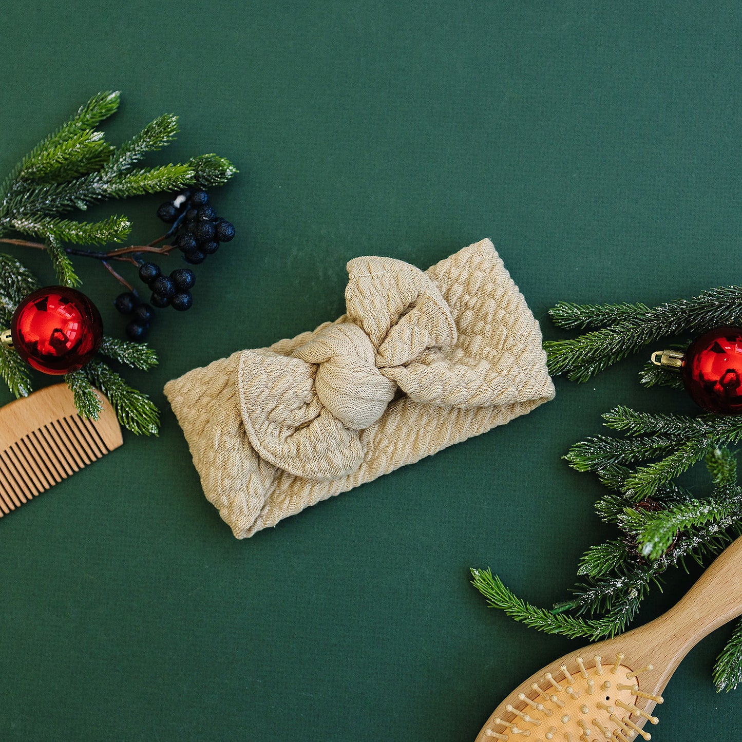Gathered Waffled Neutral Bow Baby Headband