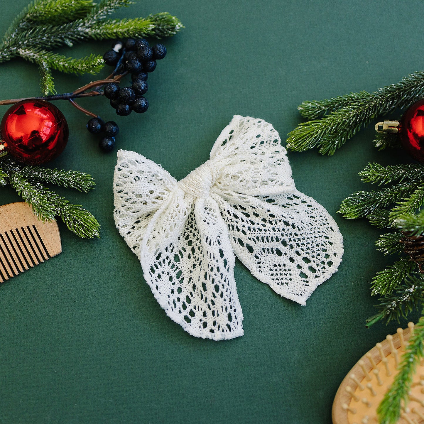 5" White Eyelet Lace Hair Bow