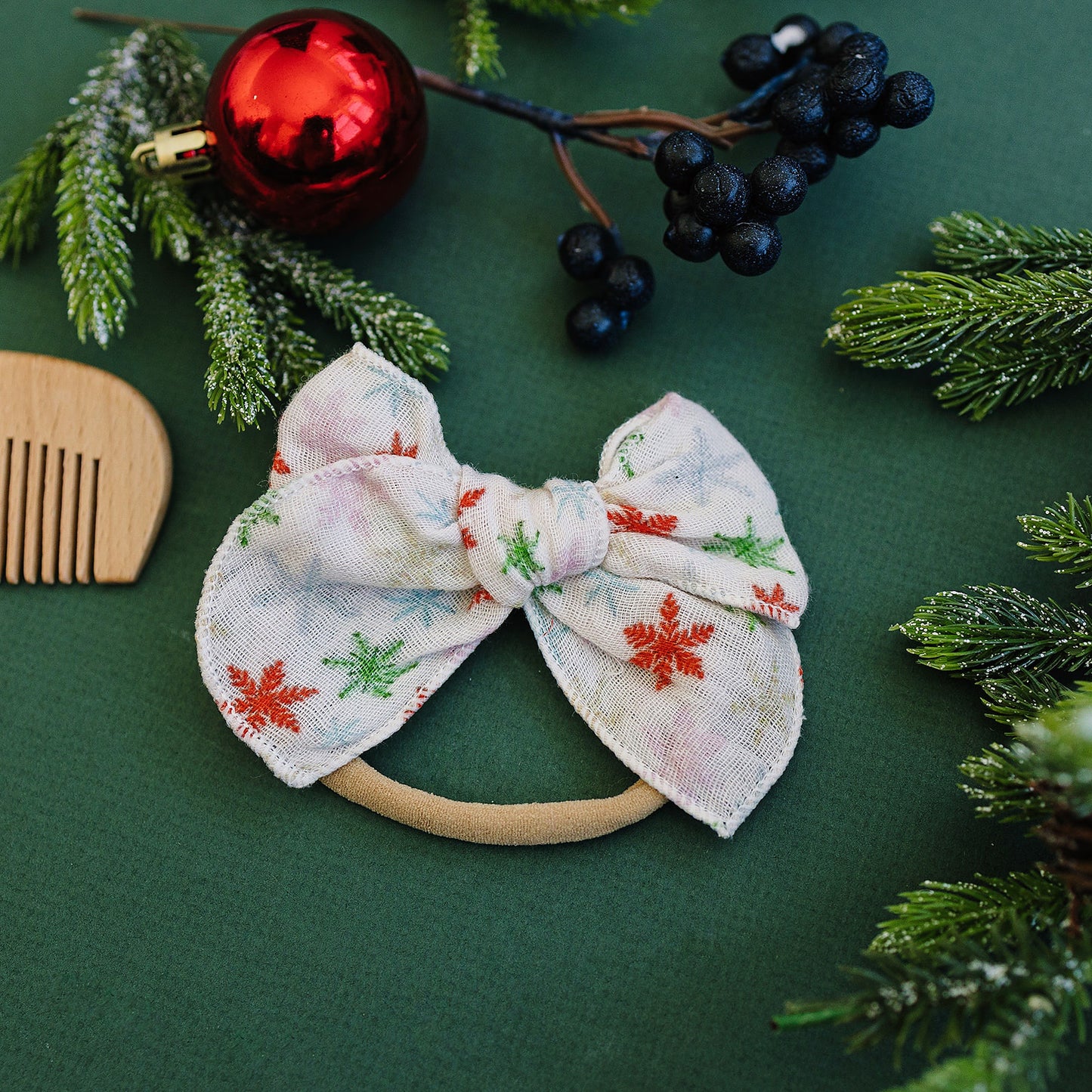 Snowflake Serged Gauze Hair Bow