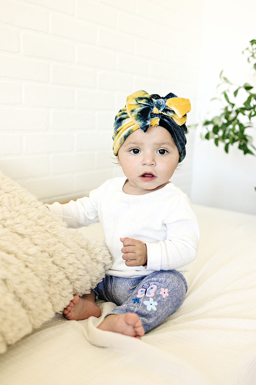 Tie Dye Velvet Baby Bow Turban