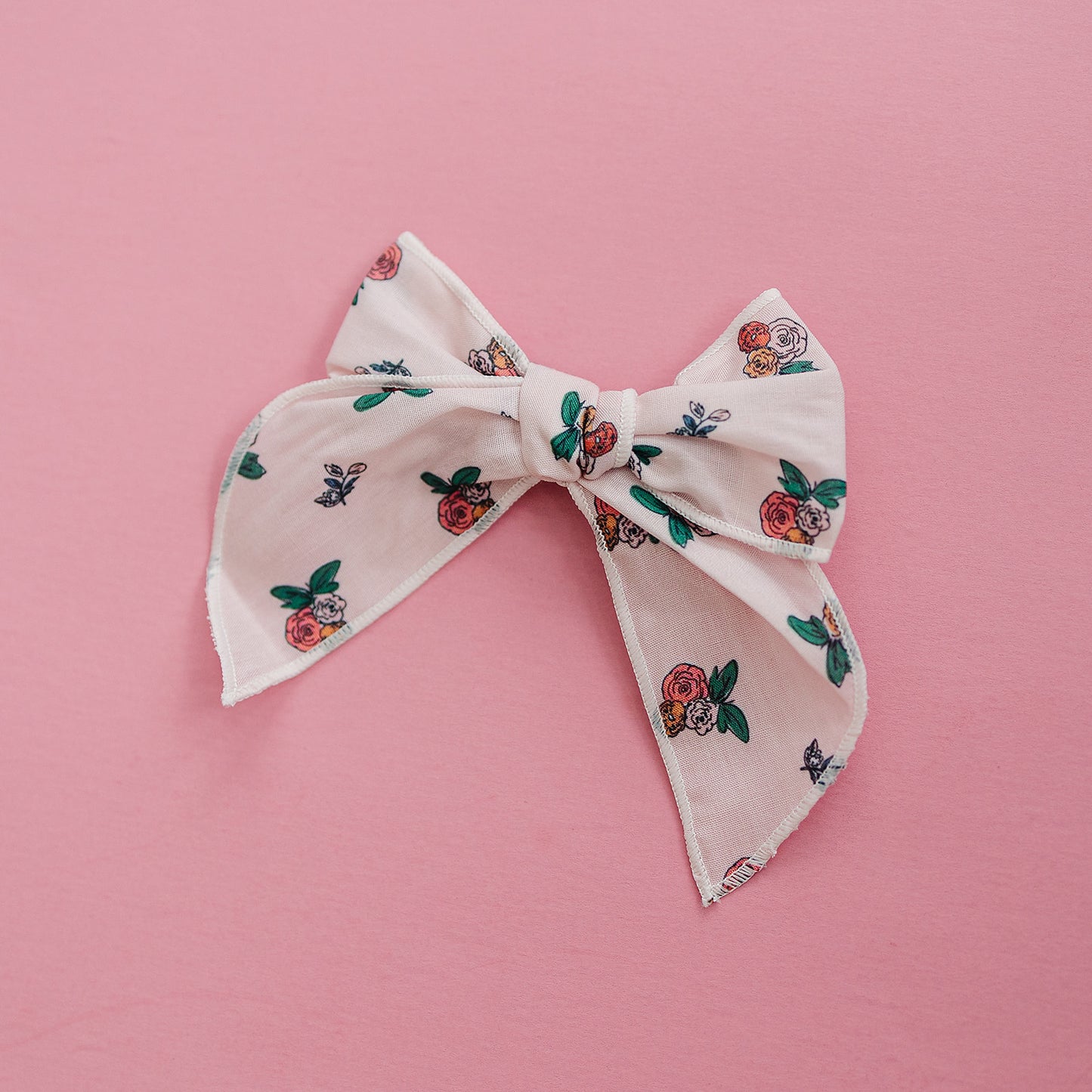 Beautiful Blush Blooms Serged Bow Hair Clip