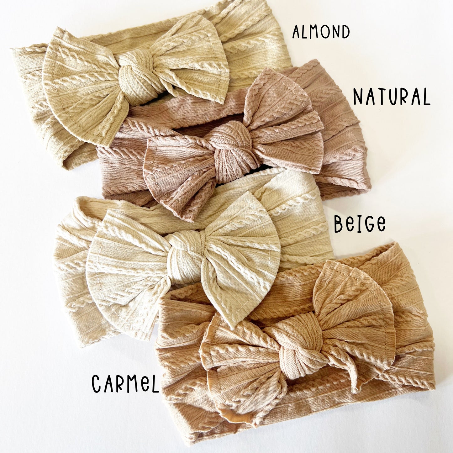 Everyday Neutral Cable Knit Baby Nylon Headbands