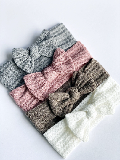 Subtle Colors - Waffle Cotton Baby Headband - Golden Dot Lane