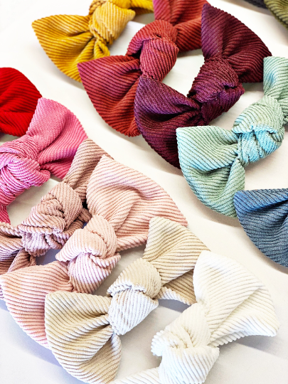 Oversized 5" Knotted Corduroy Nylon Bow