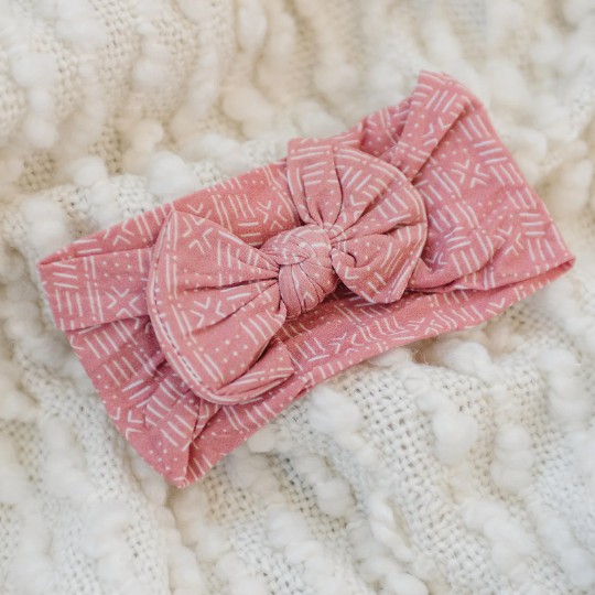 Rust Mudcloth Pattern Baby Nylon Headband