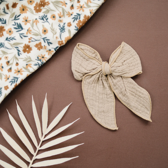 Large Gauze Linen Hair Bows