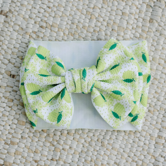 XL Lemon Lime Citrus Bow Texture Headband