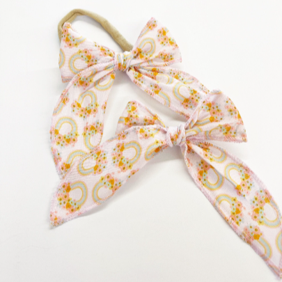 4” Rainbow Floral Serged Bows