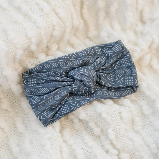 Knotted Black Mudcloth Pattern Baby Nylon Headband