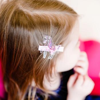 Set of 2 Unicorn Confetti Shaker Pigtail Clips