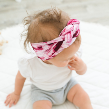pink Braided Nylon Tie Dye Headband - Golden Dot Lane