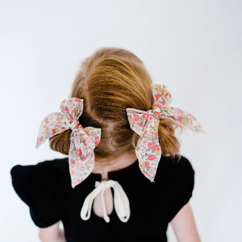 Tiny Trendy Floral Serged Bow