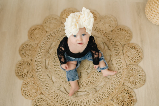 Marshmallow Texture Puff Baby Bow Turban