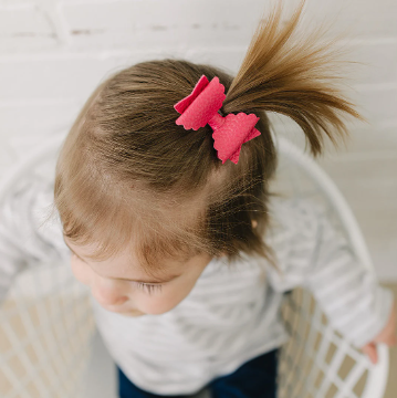2.5" Petite Scalloped Faux Leather Hair Bows