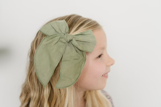 Large Cotton Linen Bow Hair Clips