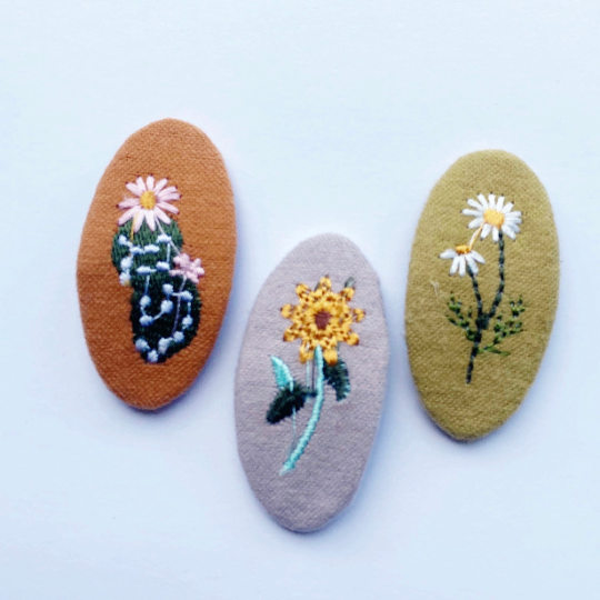 Floral Embroidered Snap Clips - Golden Dot Lane