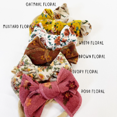 Floral Corduroy Edged Bows
