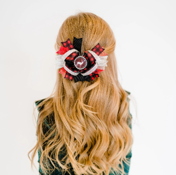 5” Christmas Deer Plaid Hair Bow