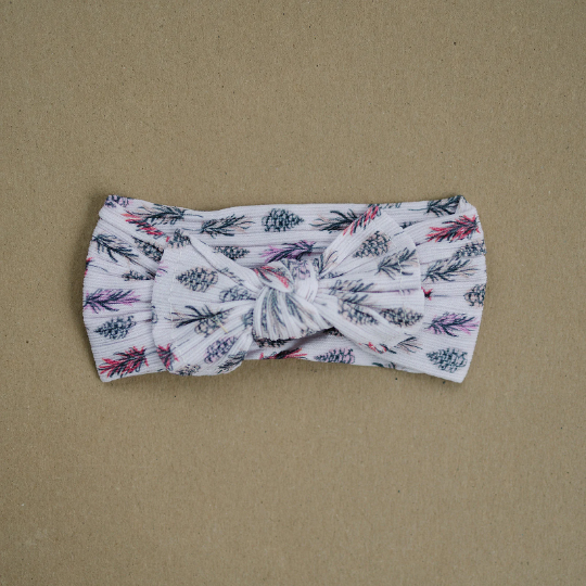 Trendy Ribbed Autumn Pinecone Neutral Nylon Headband