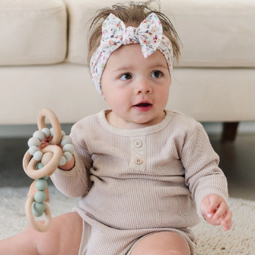 Double Bow Wavy Smile Rainbows Baby Nylon Headband
