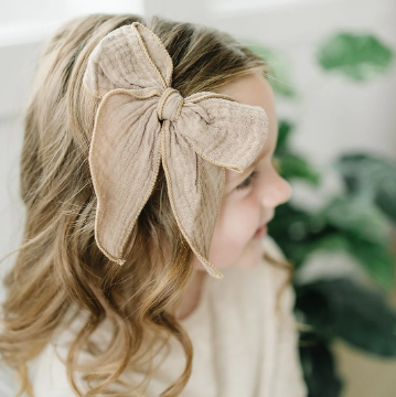 Large Gauze Linen Hair Bows