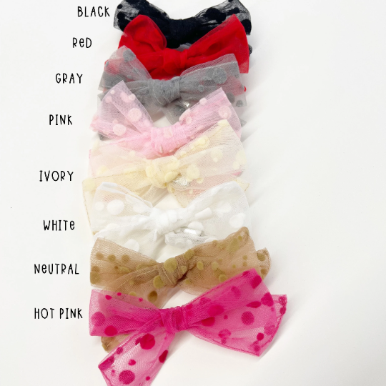 Dotted Flocked Tulle Hair Bows