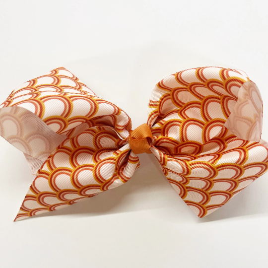 Retro Rust Wavy 7" Grosgrain Hair Bow