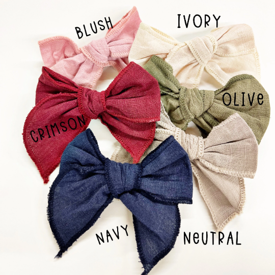 Mini Cotton Linen Bow Hair Clips